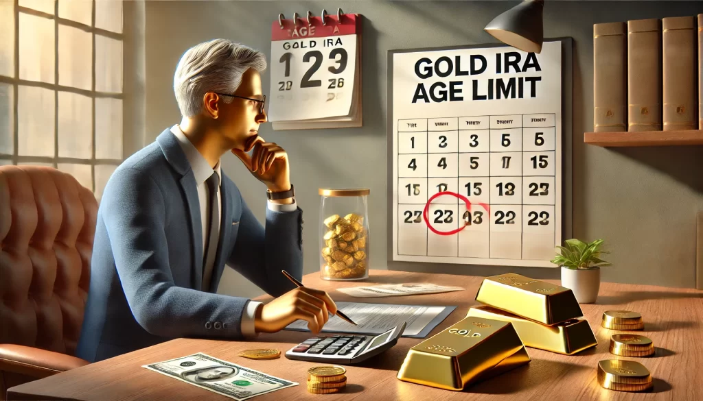 A man made of Gold checking the Gold IRA age Limit