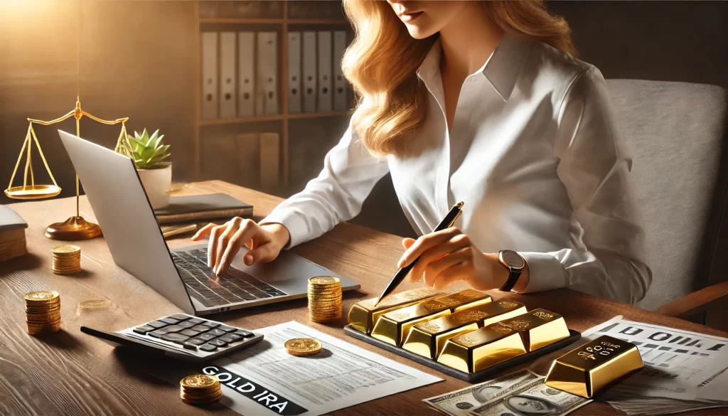 A female banker opening a Gold IRA