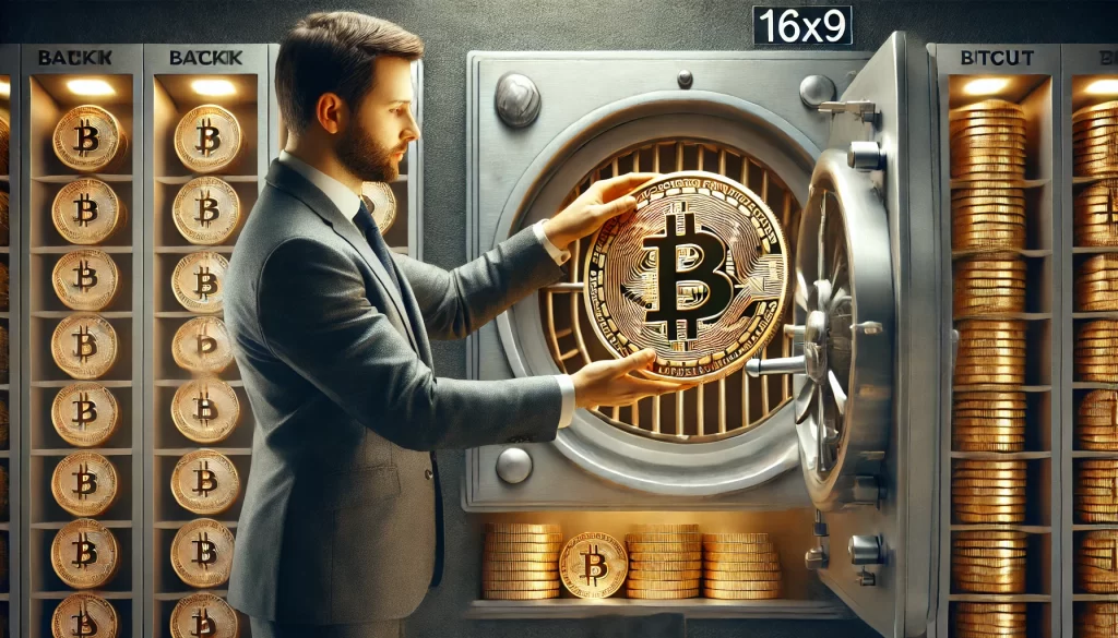 A banker placing bitcoin cash IRAs in a vault