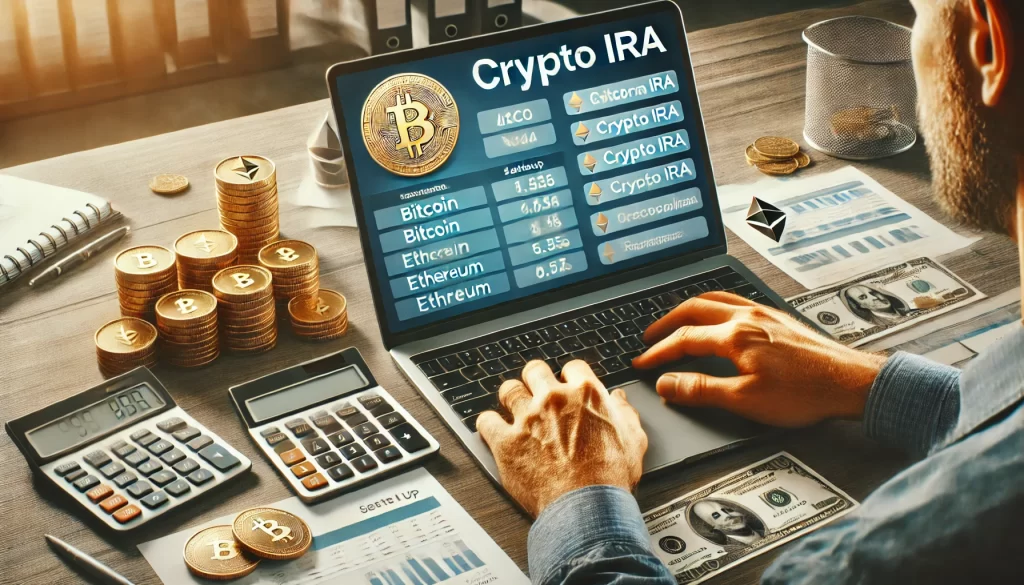 Someone following a Crypto IRA account setup tutorial